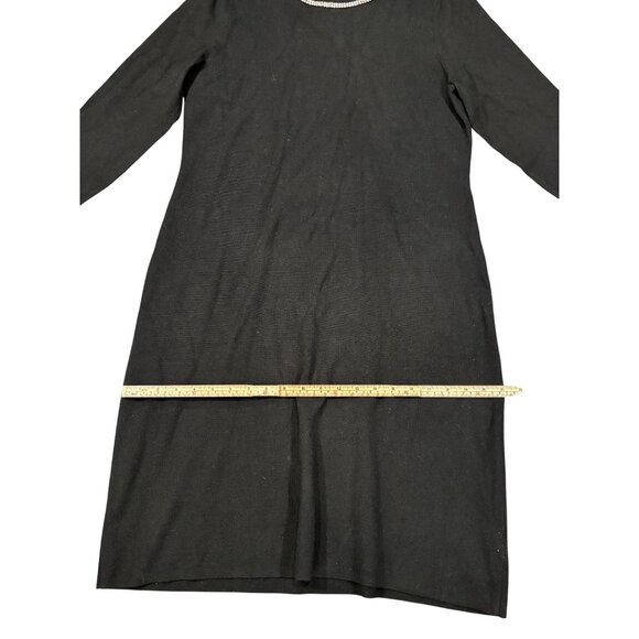 RSVP By Talbots Black Dress Size L With Rhinestone Trim Neckline 3/4 Sleeves New - Picture 7 of 10